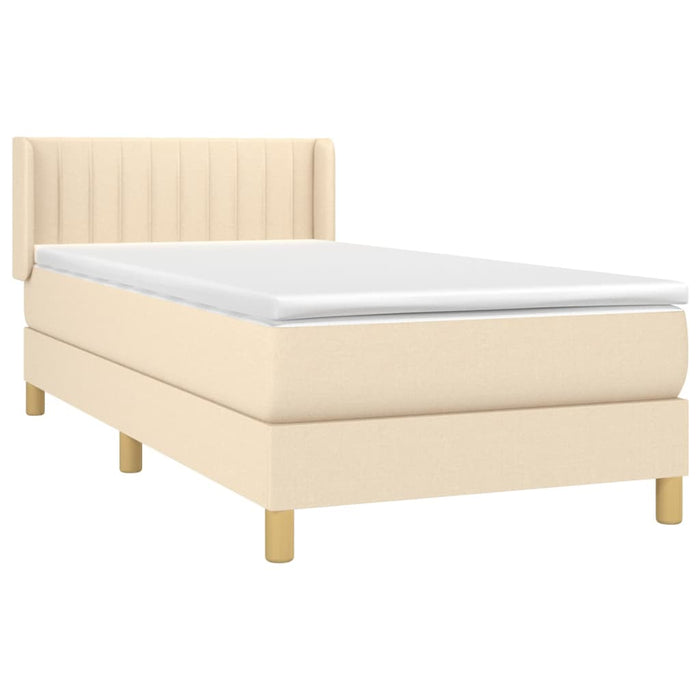 Pat box spring cu saltea, crem, 90x200 cm, textil - WALTI WALTI