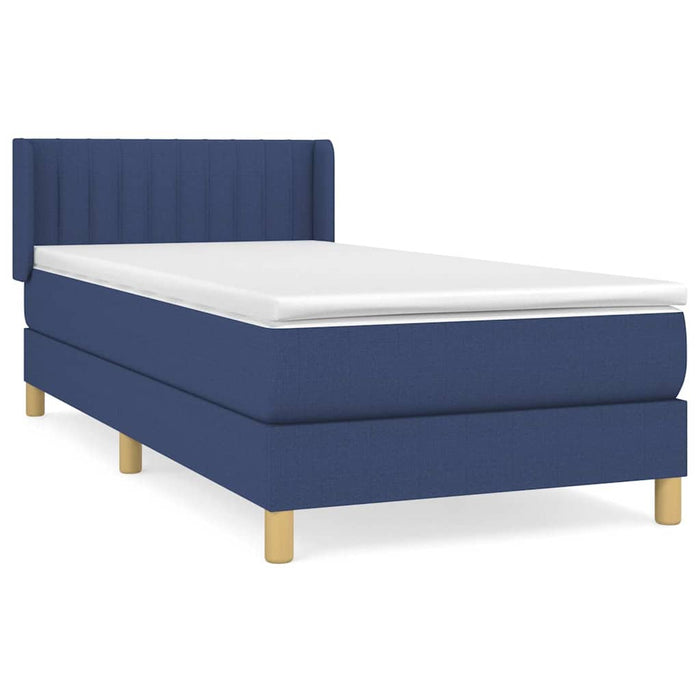 Pat box spring cu saltea, albastru, 90x200 cm, textil - WALTI WALTI