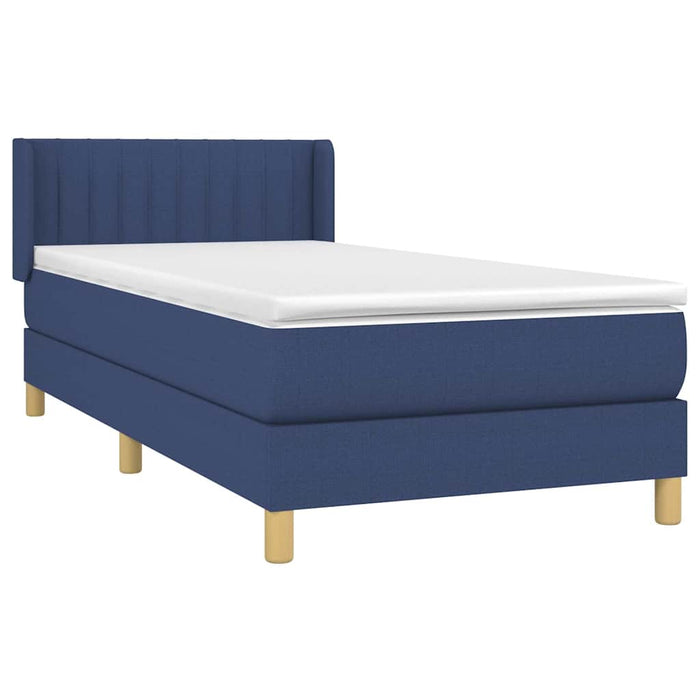 Pat box spring cu saltea, albastru, 90x200 cm, textil - WALTI WALTI