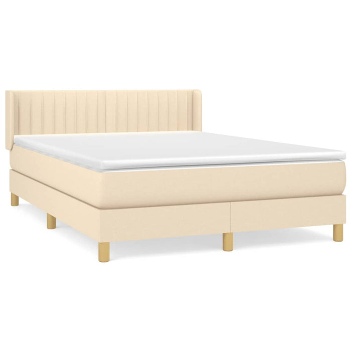 Pat box spring cu saltea, crem, 140x200 cm, textil - WALTI WALTI