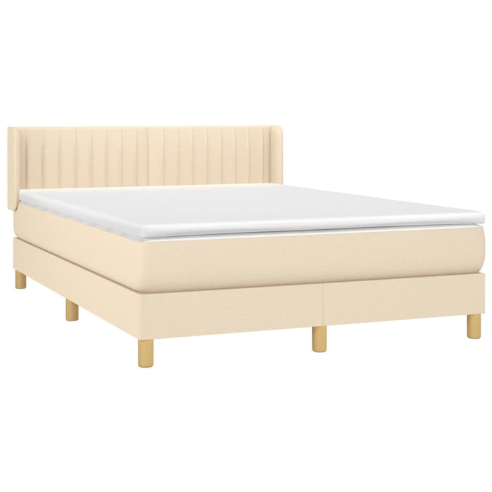 Pat box spring cu saltea, crem, 140x200 cm, textil - WALTI WALTI