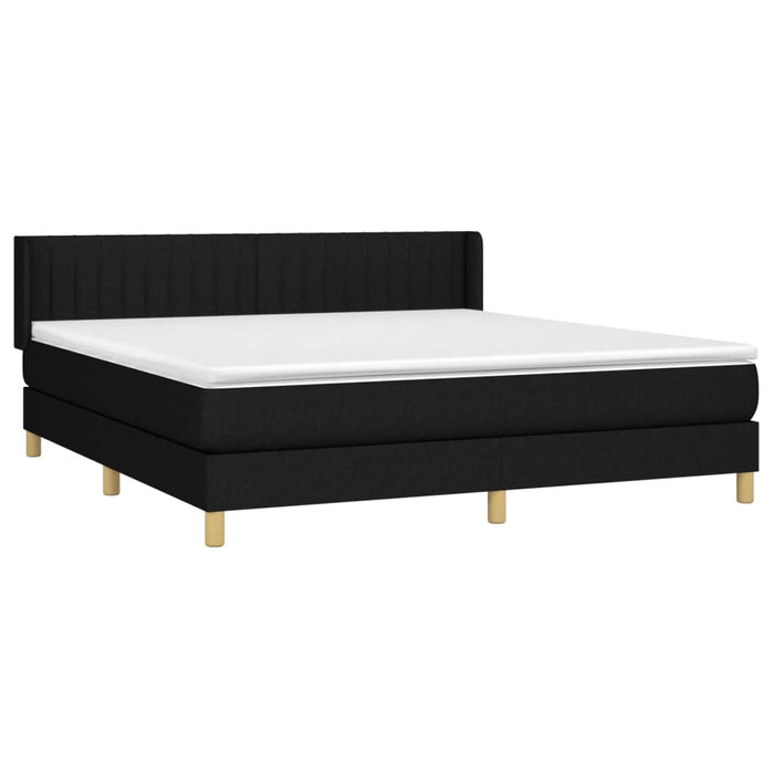 Pat box spring cu saltea, negru, 160x200 cm, textil - WALTI WALTI