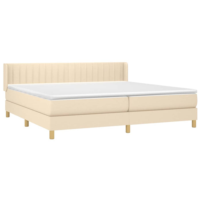 Pat box spring cu saltea, crem, 200x200 cm, textil - WALTI WALTI