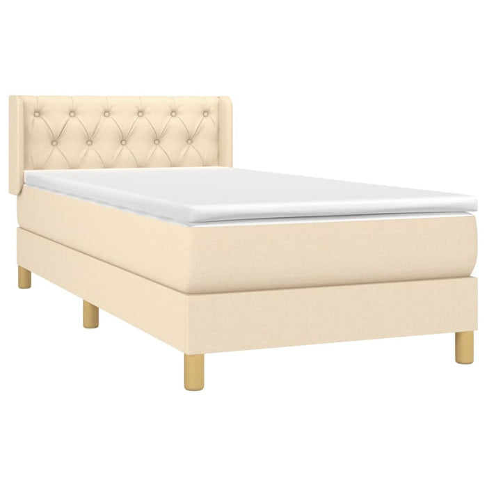 Pat box spring cu saltea, crem, 80x200 cm, textil - WALTI WALTI