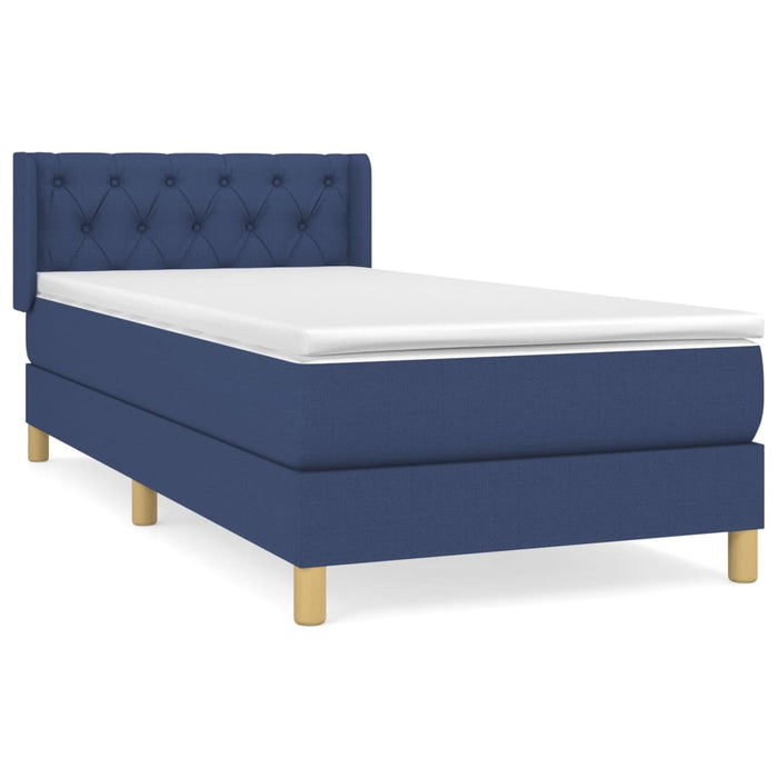Pat box spring cu saltea, albastru, 80x200 cm, textil - WALTI WALTI