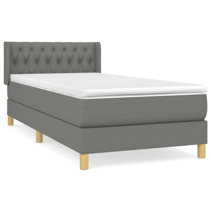 Pat box spring cu saltea, gri închis, 90x200 cm, textil - WALTI WALTI