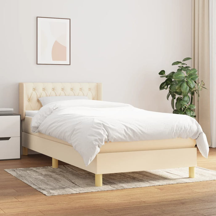 Pat box spring cu saltea, crem, 90x200 cm, textil - WALTI WALTI