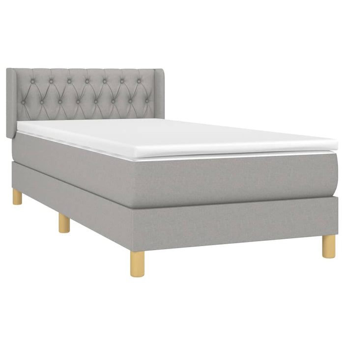 Pat box spring cu saltea, gri deschis, 100x200 cm, textil - WALTI WALTI