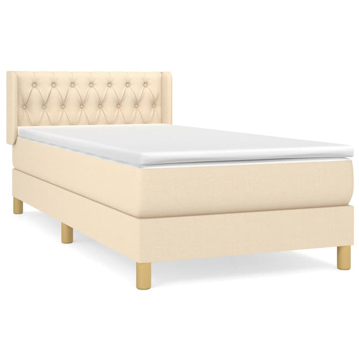 Pat box spring cu saltea, crem, 100x200 cm, textil - WALTI WALTI