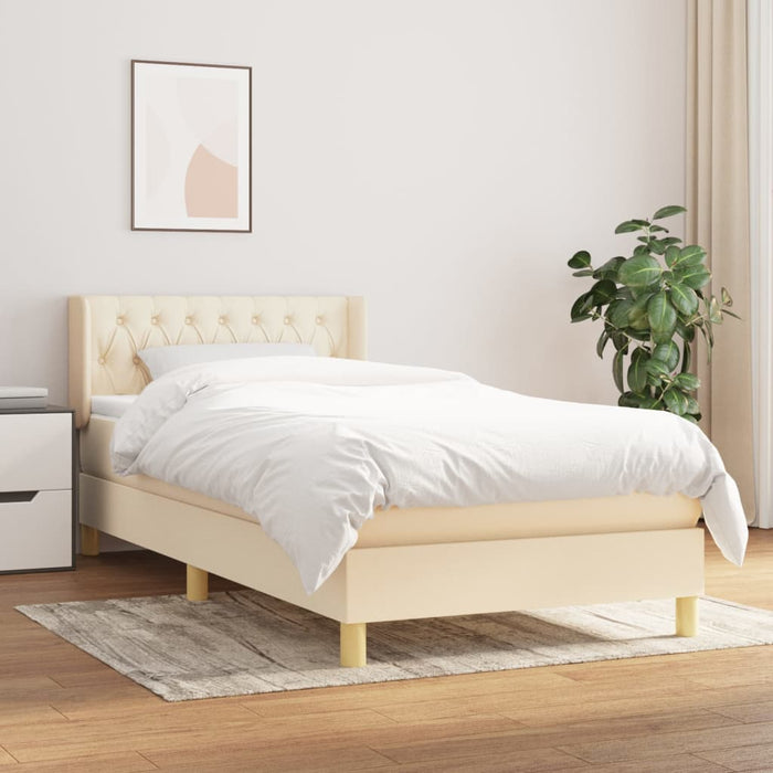 Pat box spring cu saltea, crem, 100x200 cm, textil - WALTI WALTI