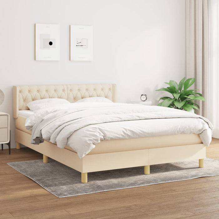 Pat continental cu saltea, crem, 140x200 cm, material textil - WALTI WALTI