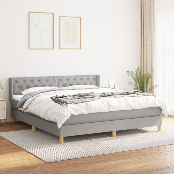 Pat continental cu saltea, gri deschis, 160x200 cm, textil - WALTI WALTI