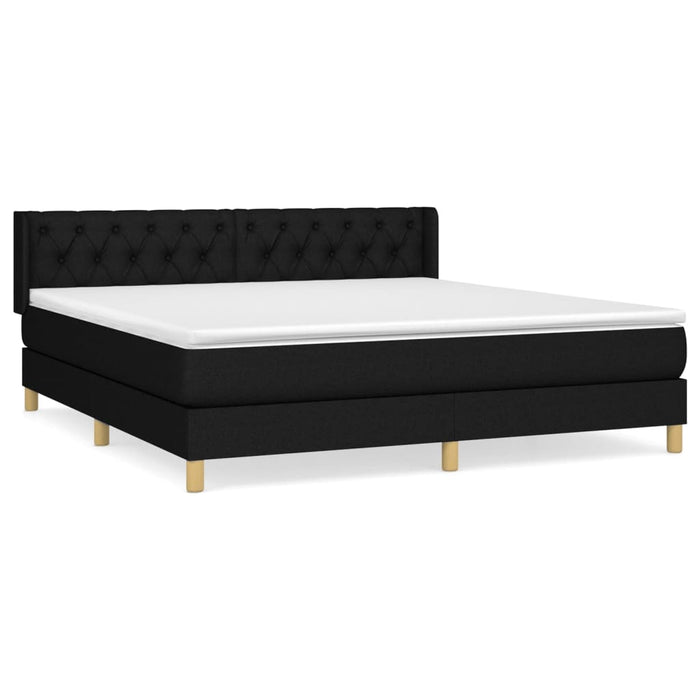 Pat box spring cu saltea, negru, 160x200 cm, textil - WALTI WALTI