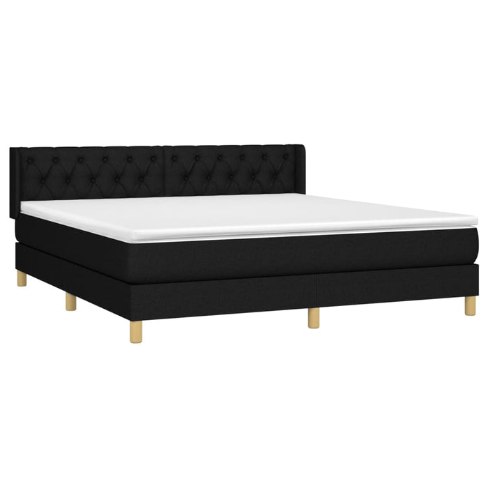 Pat box spring cu saltea, negru, 160x200 cm, textil - WALTI WALTI
