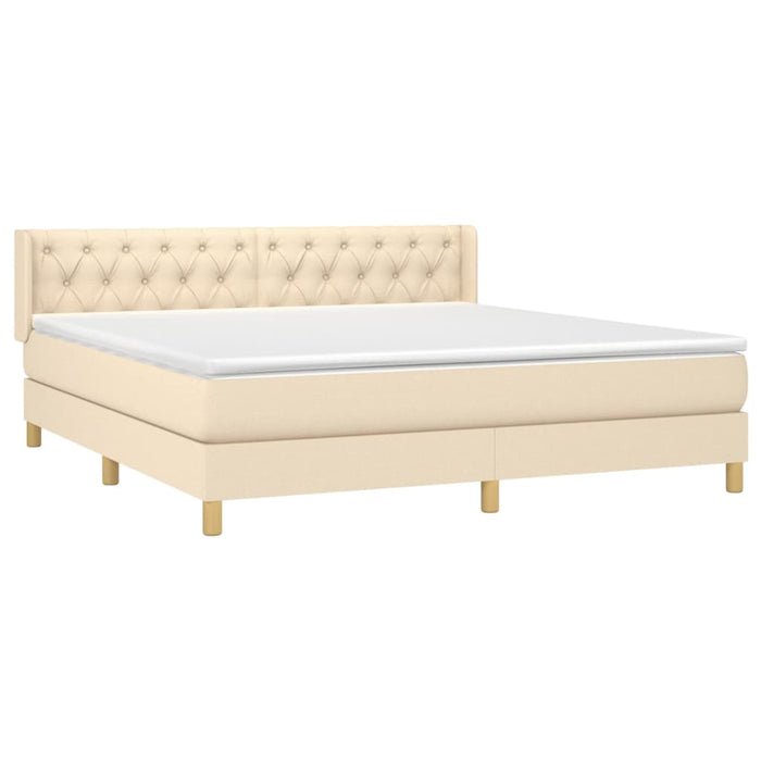 Pat box spring cu saltea, crem, 160x200 cm, material textil - WALTI WALTI