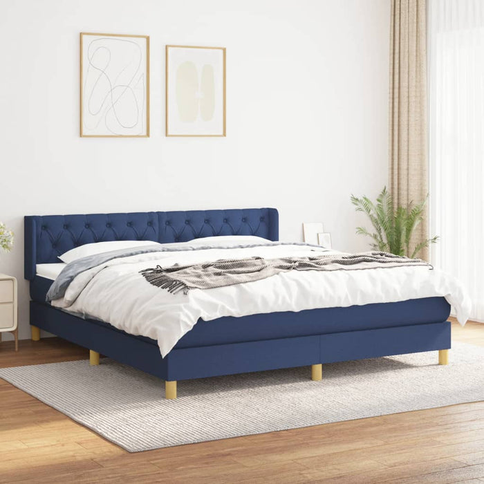 Pat continental cu saltea, albastru, 160x200cm, material textil - WALTI WALTI