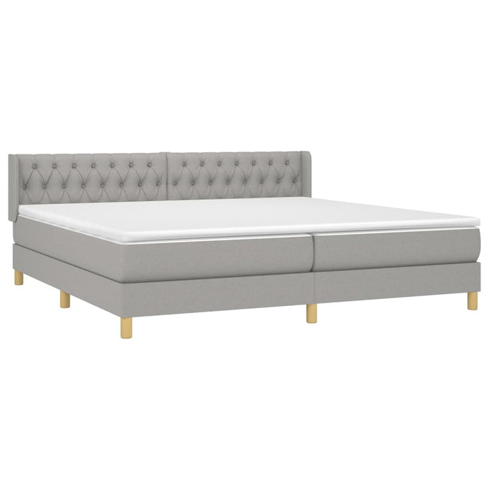 Pat box spring cu saltea, gri deschis, 200x200 cm, textil - WALTI WALTI