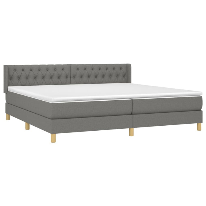 Pat box spring cu saltea, gri închis, 200x200 cm, textil - WALTI WALTI