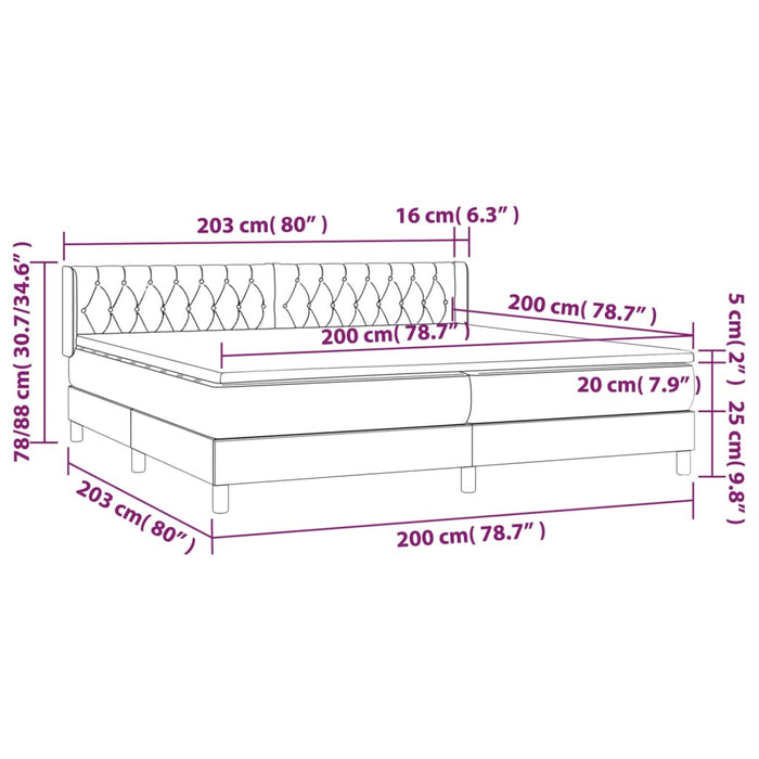 Pat box spring cu saltea, negru, 200x200 cm, textil - WALTI WALTI