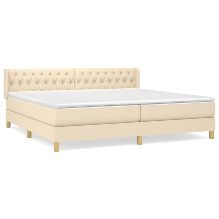 Pat box spring cu saltea, crem, 200x200 cm, textil - WALTI WALTI