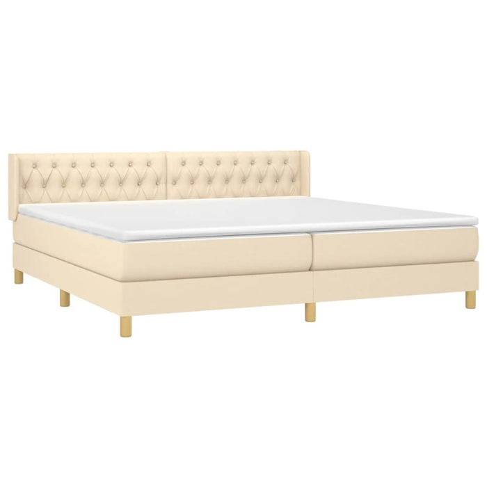 Pat box spring cu saltea, crem, 200x200 cm, textil - WALTI WALTI
