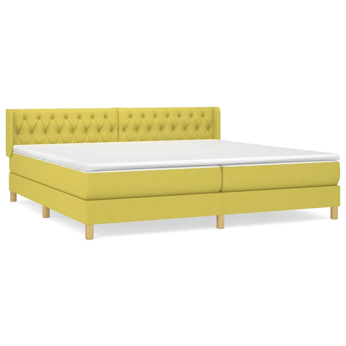 Pat box spring cu saltea, verde, 200x200 cm, textil WALTI