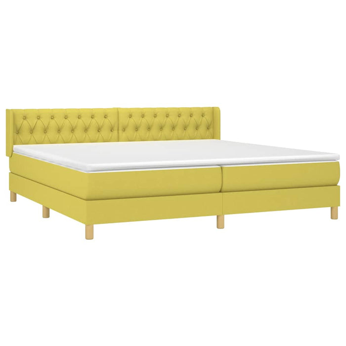 Pat box spring cu saltea, verde, 200x200 cm, textil WALTI