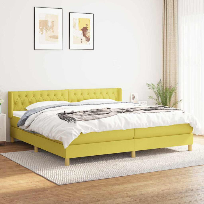 Pat box spring cu saltea, verde, 200x200 cm, textil WALTI