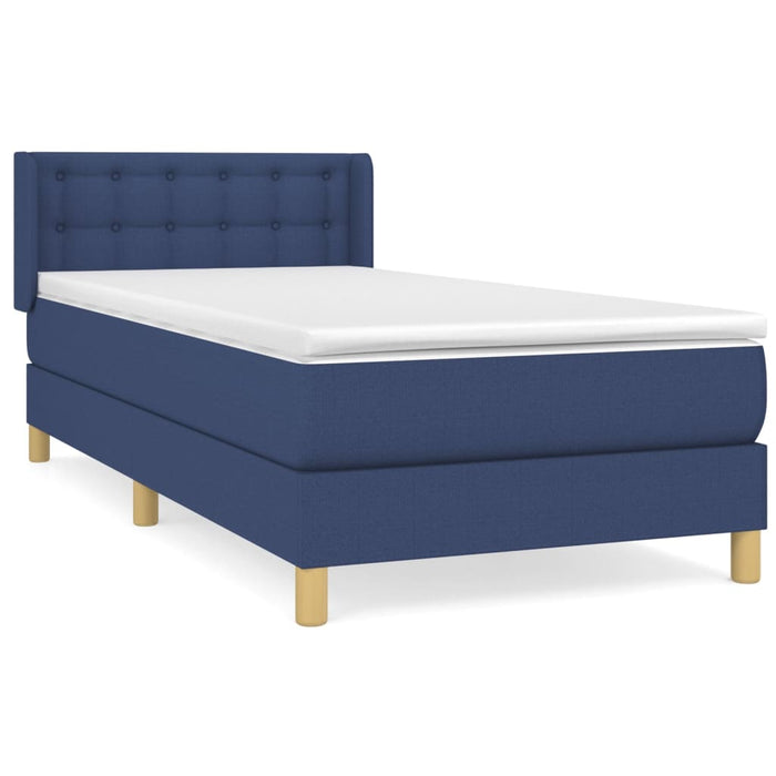 Pat box spring cu saltea, albastru, 80x200 cm, textil - WALTI WALTI
