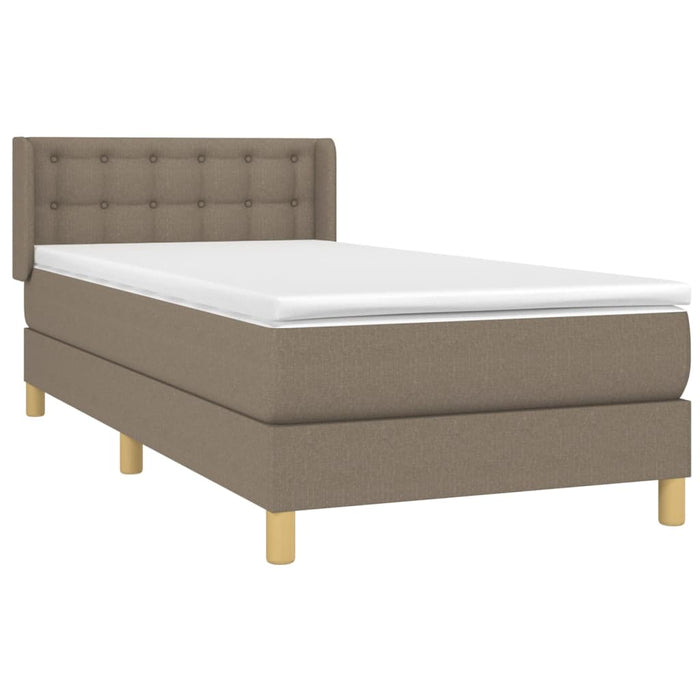 Pat box spring cu saltea, gri taupe, 90x190 cm, textil - WALTI WALTI