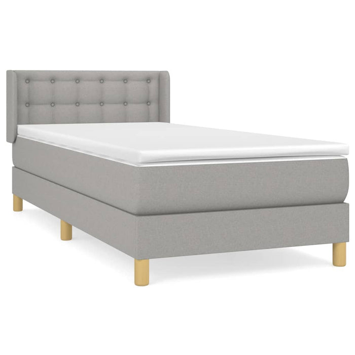 Pat box spring cu saltea, gri deschis, 90x200 cm, textil - WALTI WALTI