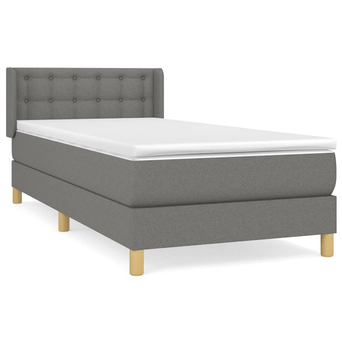 Pat box spring cu saltea, gri închis, 90x200 cm, textil - WALTI WALTI