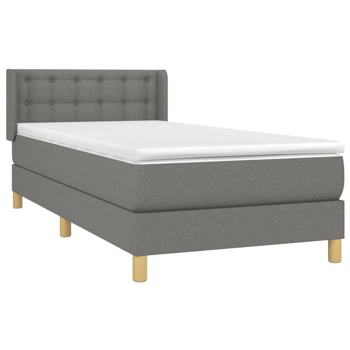 Pat box spring cu saltea, gri închis, 90x200 cm, textil - WALTI WALTI