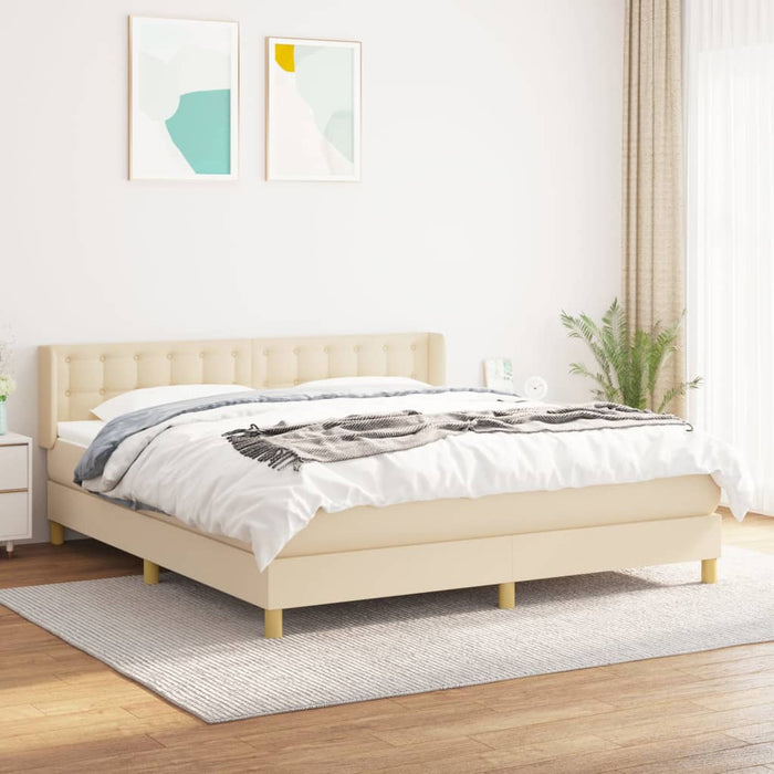 Pat continental cu saltea, crem, 180x200 cm, textil - WALTI WALTI
