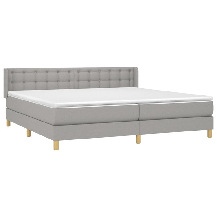 Pat box spring cu saltea, gri deschis, 200x200 cm, textil - WALTI WALTI