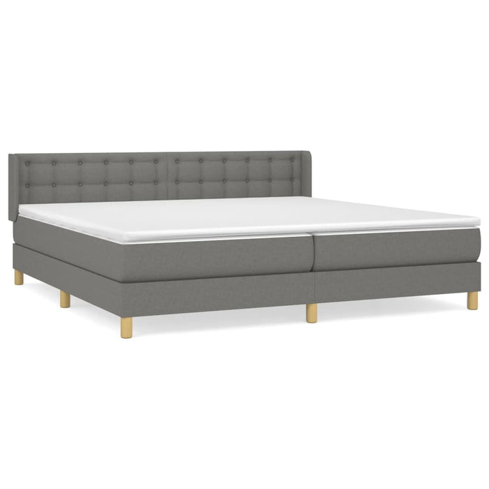 Pat box spring cu saltea, gri închis, 200x200 cm, textil - WALTI WALTI