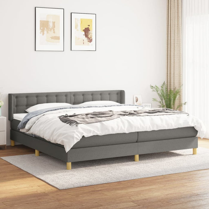 Pat box spring cu saltea, gri închis, 200x200 cm, textil - WALTI WALTI