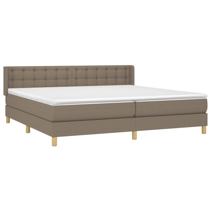 Pat box spring cu saltea, gri taupe, 200x200 cm, textil WALTI