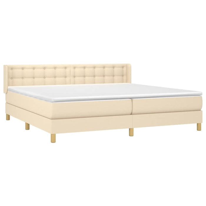Pat box spring cu saltea, crem, 200x200 cm, textil - WALTI WALTI