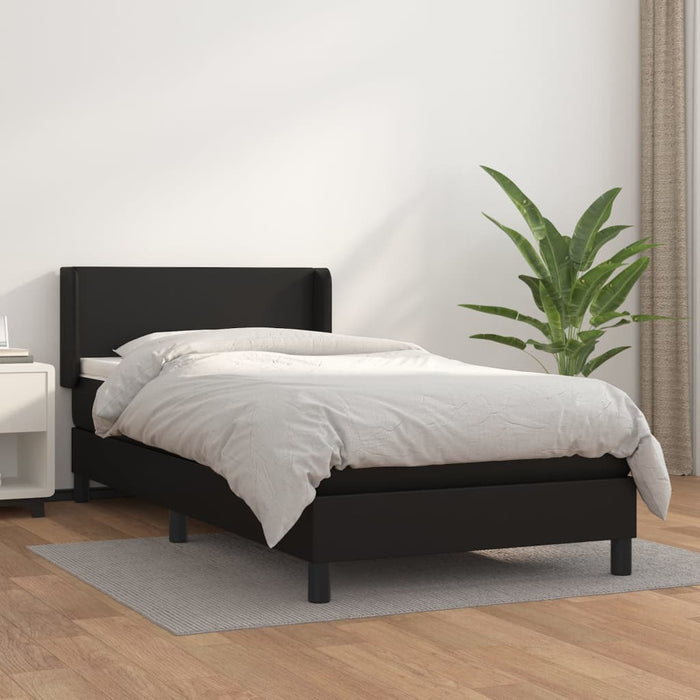 Pat continental cu saltea, negru, 80x200 cm, piele ecologică - WALTI WALTI
