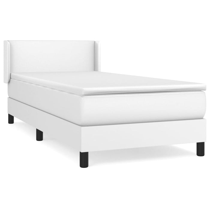 Pat box spring cu saltea, alb, 80x200 cm, piele ecologică - WALTI WALTI