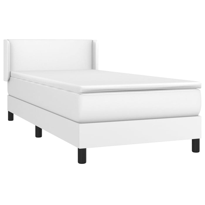 Pat box spring cu saltea, alb, 80x200 cm, piele ecologică - WALTI WALTI
