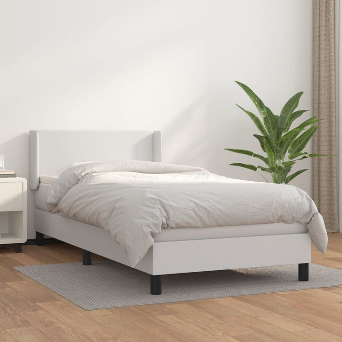 Pat box spring cu saltea, alb, 80x200 cm, piele ecologică - WALTI WALTI