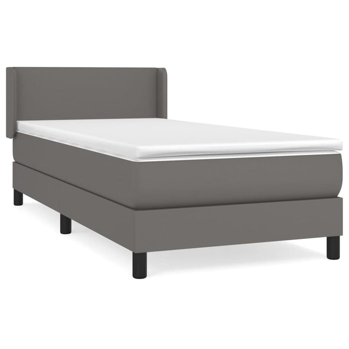 Pat box spring cu saltea, gri, 90x190 cm, piele ecologică - WALTI WALTI