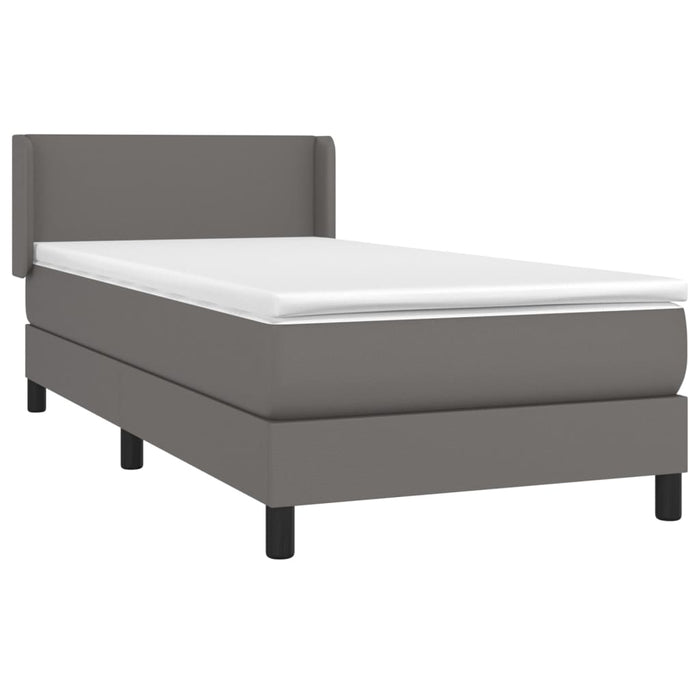 Pat box spring cu saltea, gri, 90x190 cm, piele ecologică - WALTI WALTI