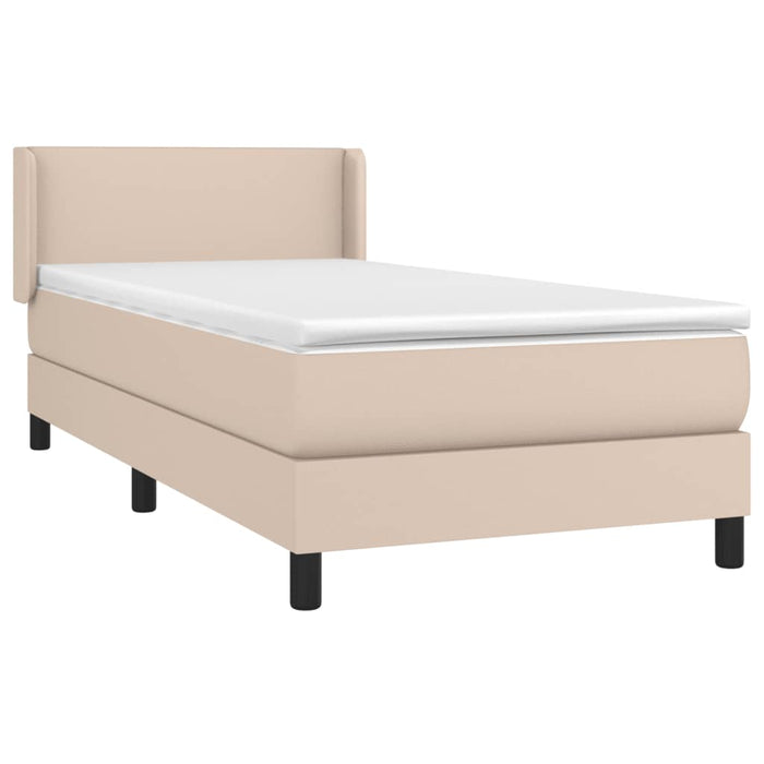 Pat box spring cu saltea, cappuccino, 90x190 cm piele ecologică - WALTI WALTI
