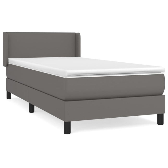Pat box spring cu saltea, gri, 90x200 cm, piele ecologică - WALTI WALTI