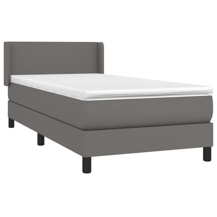 Pat box spring cu saltea, gri, 90x200 cm, piele ecologică - WALTI WALTI