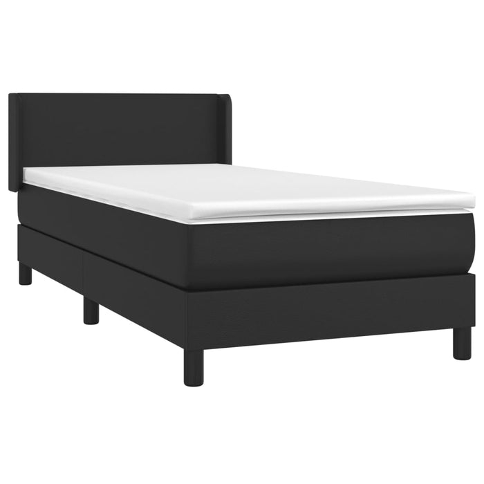 Pat box spring cu saltea, negru, 100x200 cm, piele ecologică - WALTI WALTI