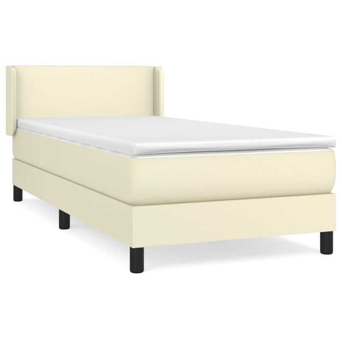 Pat box spring cu saltea, crem, 100x200 cm, piele ecologică WALTI